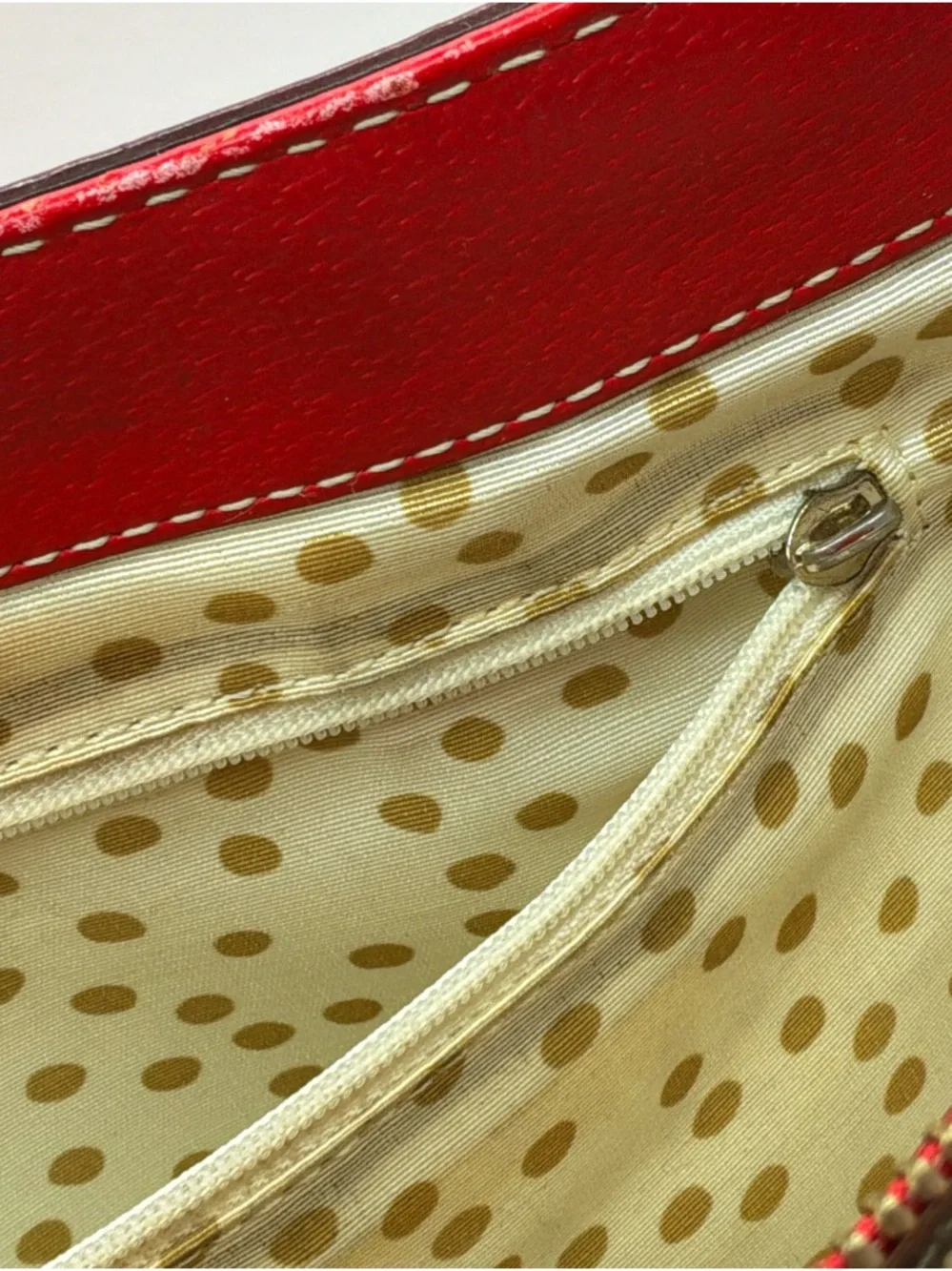 kate spade Red Leather Tote with Gold Plaque